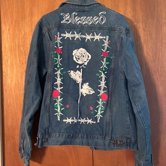 Brooklyn Cloth Blue Denim Jacket Embroidered Large - Picture 8 of 12